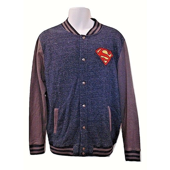 Superman Varsity Jacket Mens Letterman DC Comics Bioworld Coat Size L - Picture 2 of 7